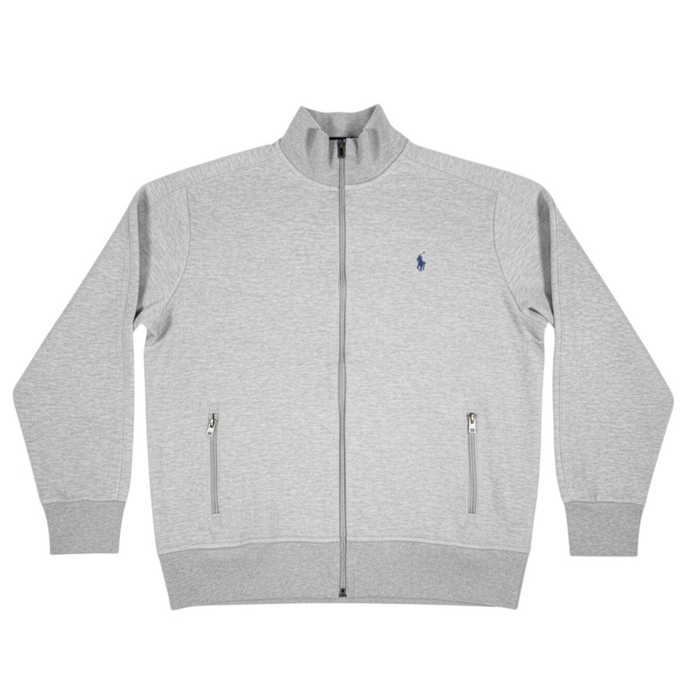 Polo Ralph Lauren Mens Heather Grey Full Zip Track Jacket Mock Neck Large